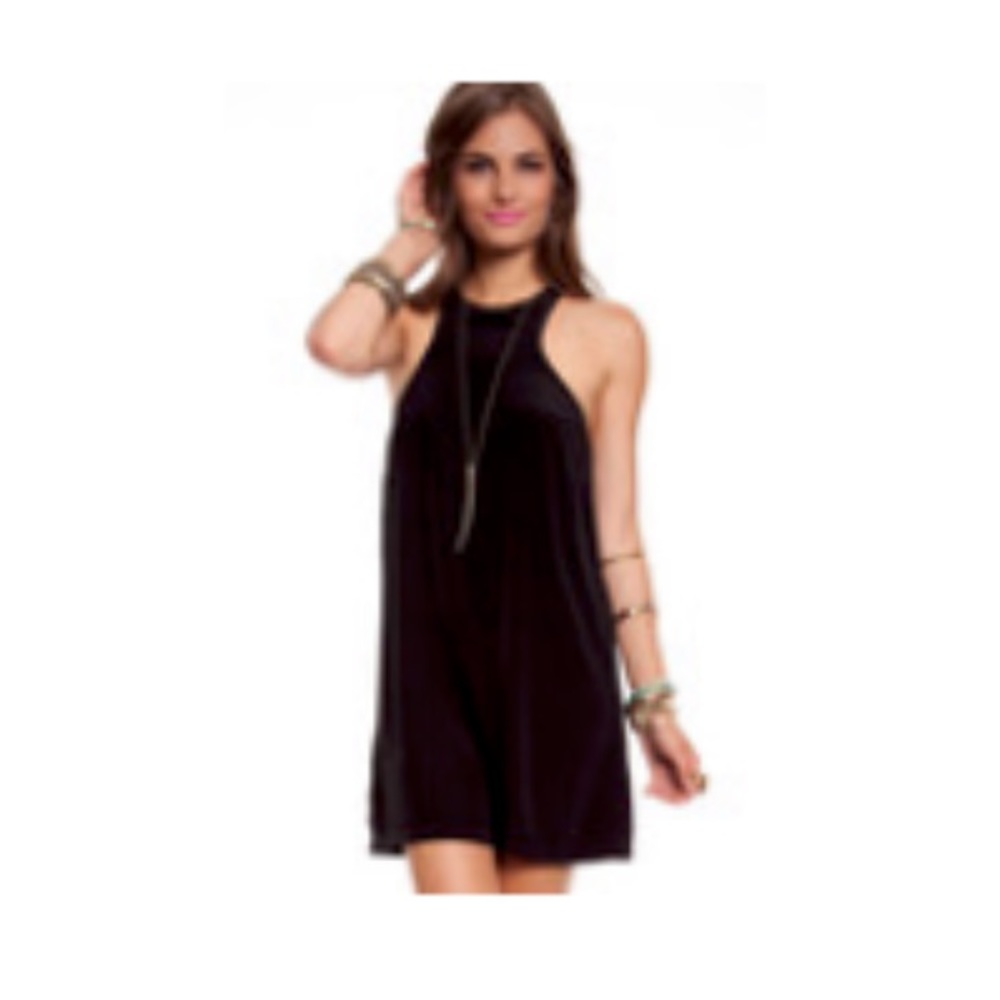 Tobi high neck sleeveless black mod Shift dress